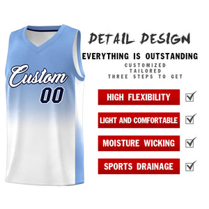 Custom Light Blue White Gradient Fashion Sets Sports Uniform Basketball Jersey