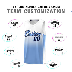 Custom White Light Blue Gradient Fashion Sets Sports Uniform Basketball Jersey