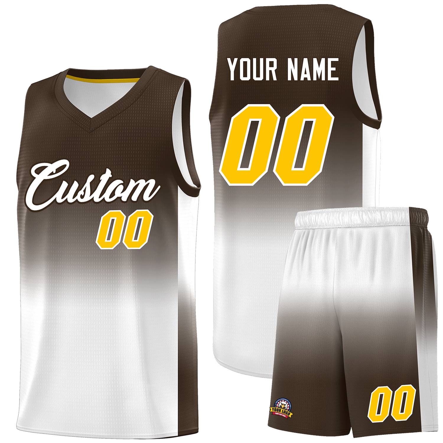 Custom Brown White Gradient Fashion Sets Sports Uniform Basketball Jersey