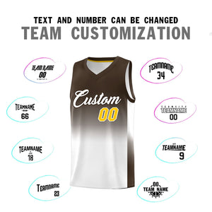 Custom Brown White Gradient Fashion Sets Sports Uniform Basketball Jersey