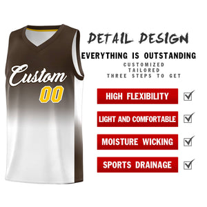 Custom Brown White Gradient Fashion Sets Sports Uniform Basketball Jersey