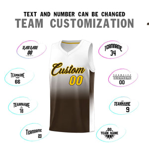 Custom White Brown Gradient Fashion Sets Sports Uniform Basketball Jersey