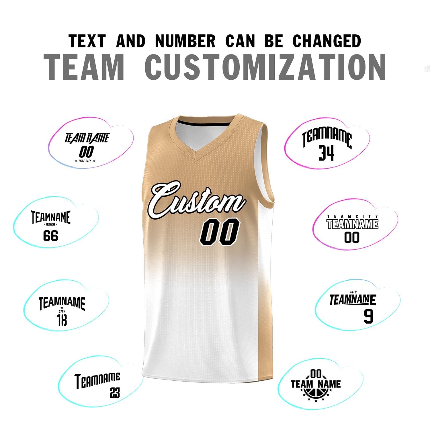 Custom Old Gold White Gradient Fashion Sets Sports Uniform Basketball Jersey