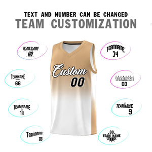 Custom Old Gold White Gradient Fashion Sets Sports Uniform Basketball Jersey