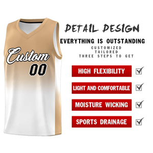 Custom Old Gold White Gradient Fashion Sets Sports Uniform Basketball Jersey