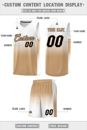 Custom White Old Gold Gradient Fashion Sets Sports Uniform Basketball Jersey