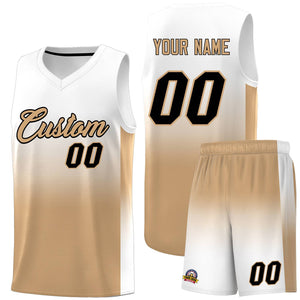 Custom White Old Gold Gradient Fashion Sets Sports Uniform Basketball Jersey