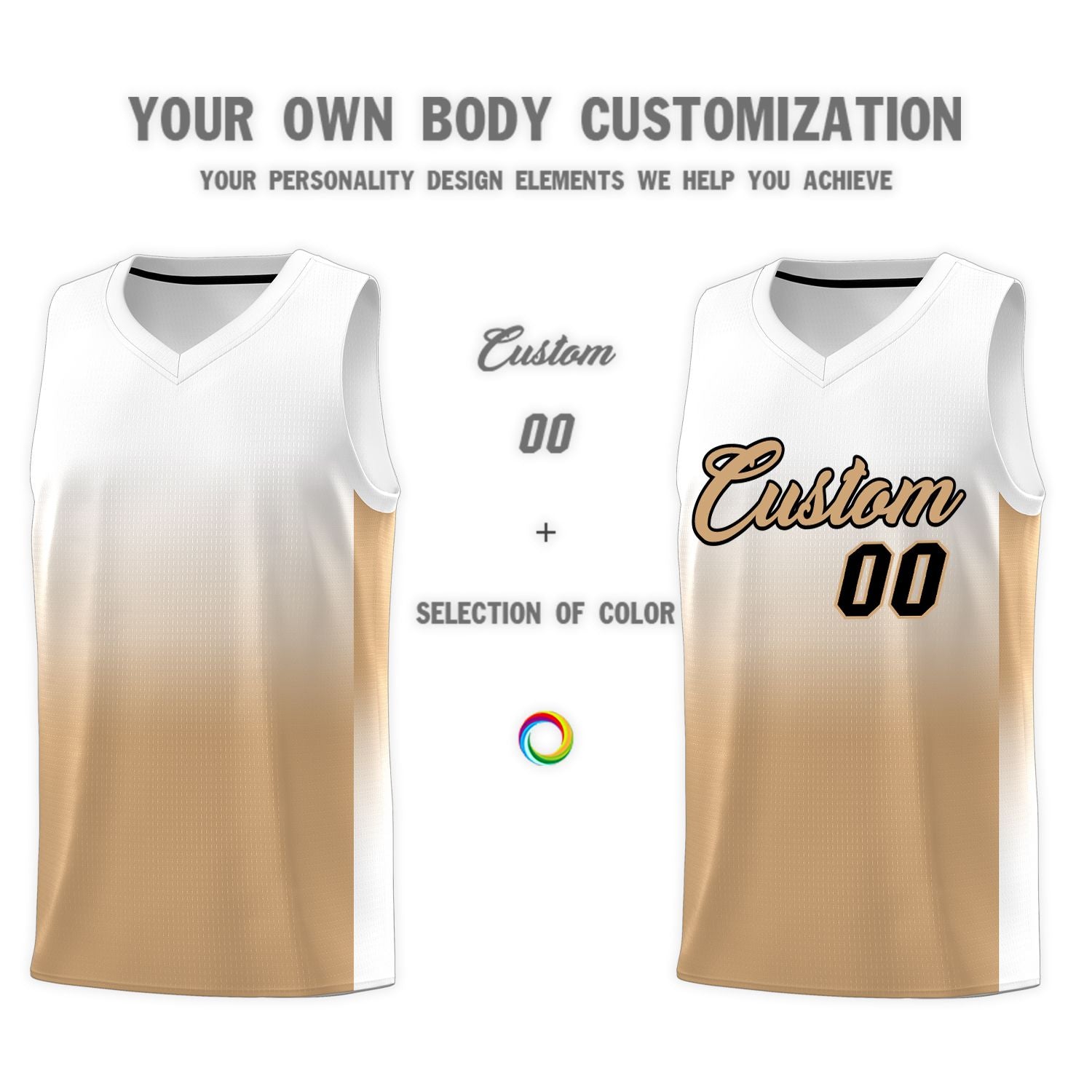 Custom White Old Gold Gradient Fashion Sets Sports Uniform Basketball Jersey