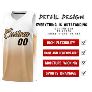 Custom White Old Gold Gradient Fashion Sets Sports Uniform Basketball Jersey