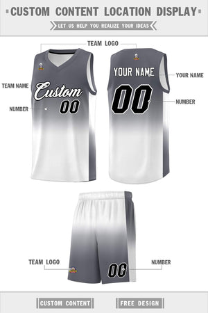 Custom Dark Gray White Gradient Fashion Sets Sports Uniform Basketball Jersey