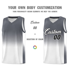 Custom Dark Gray White Gradient Fashion Sets Sports Uniform Basketball Jersey