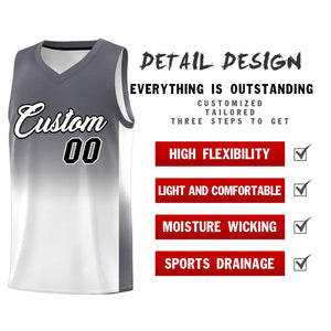 Custom Dark Gray White Gradient Fashion Sets Sports Uniform Basketball Jersey