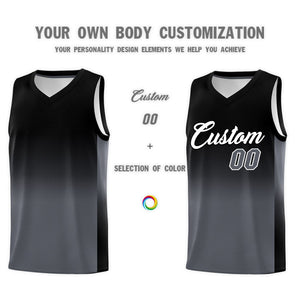 Custom Black Dark Gray Gradient Fashion Sets Sports Uniform Basketball Jersey