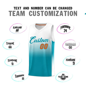 Custom White Aqua Gradient Fashion Sets Sports Uniform Basketball Jersey