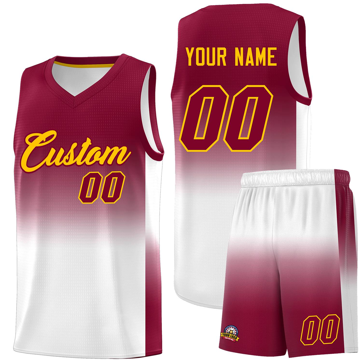 Custom Crimson White Gradient Fashion Sets Sports Uniform Basketball Jersey