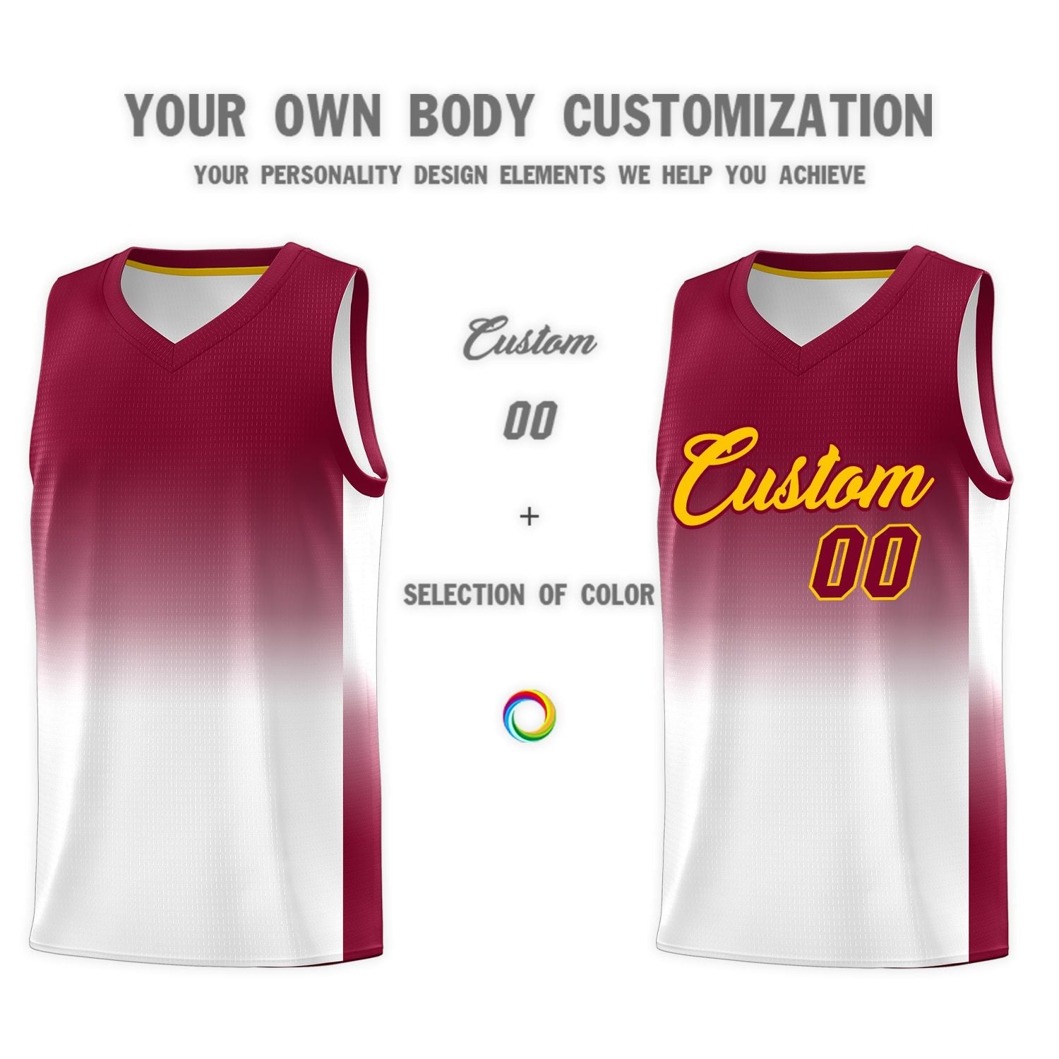 Custom Crimson White Gradient Fashion Sets Sports Uniform Basketball Jersey