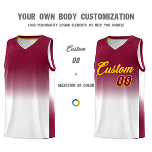 Custom Crimson White Gradient Fashion Sets Sports Uniform Basketball Jersey