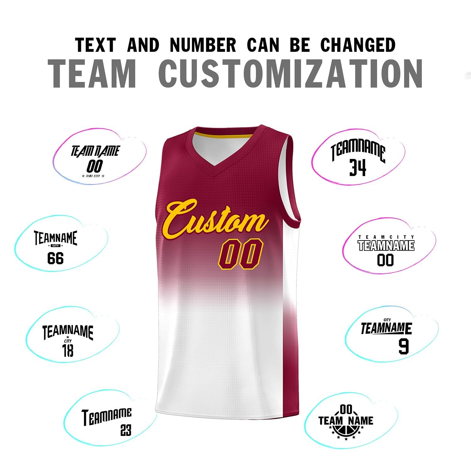 Custom Crimson White Gradient Fashion Sets Sports Uniform Basketball Jersey