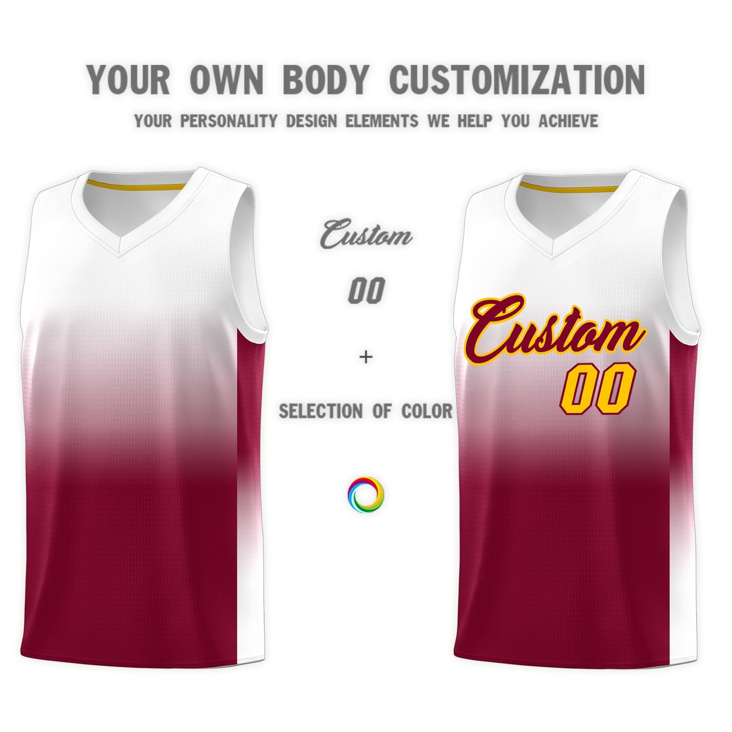 Custom White Crimson Gradient Fashion Sets Sports Uniform Basketball Jersey