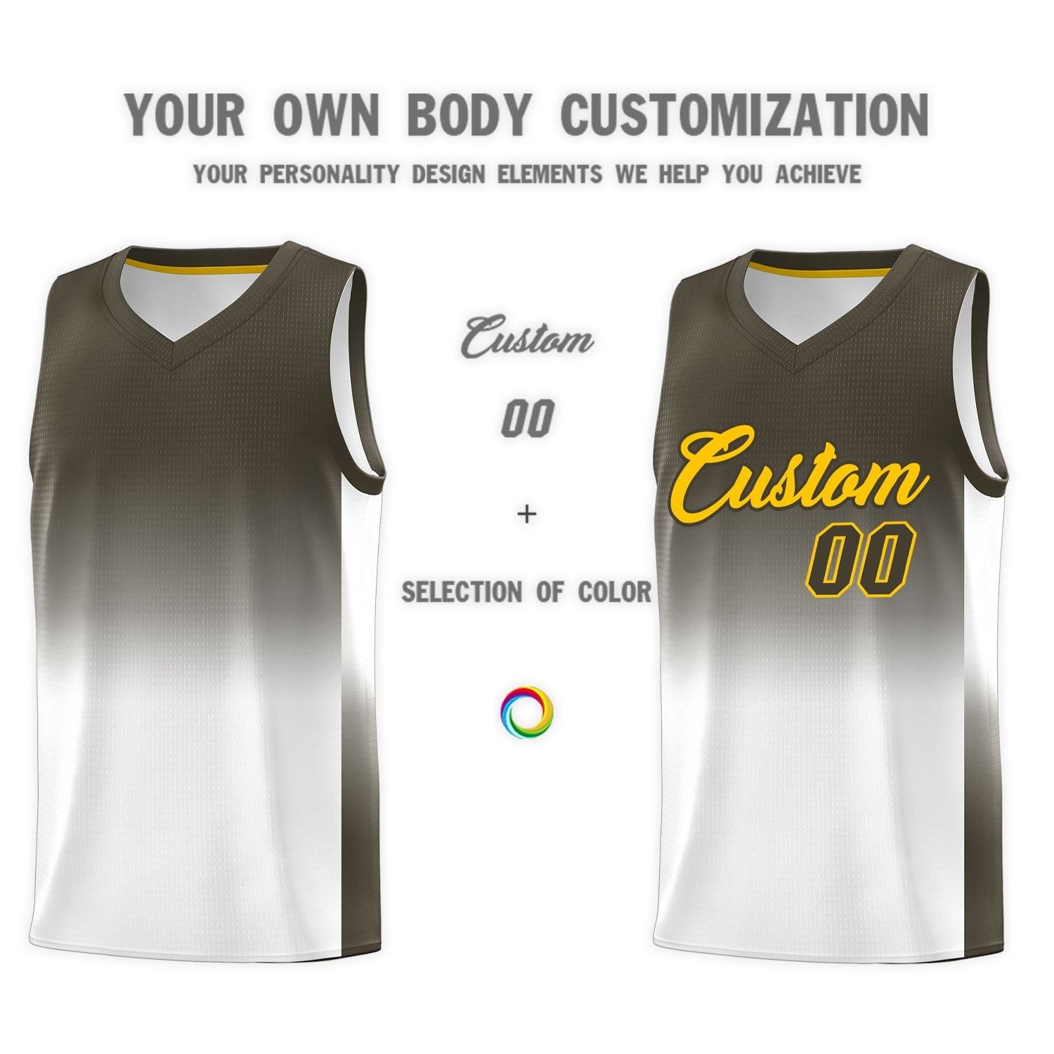 Custom Olive White Gradient Fashion Sets Sports Uniform Basketball Jersey