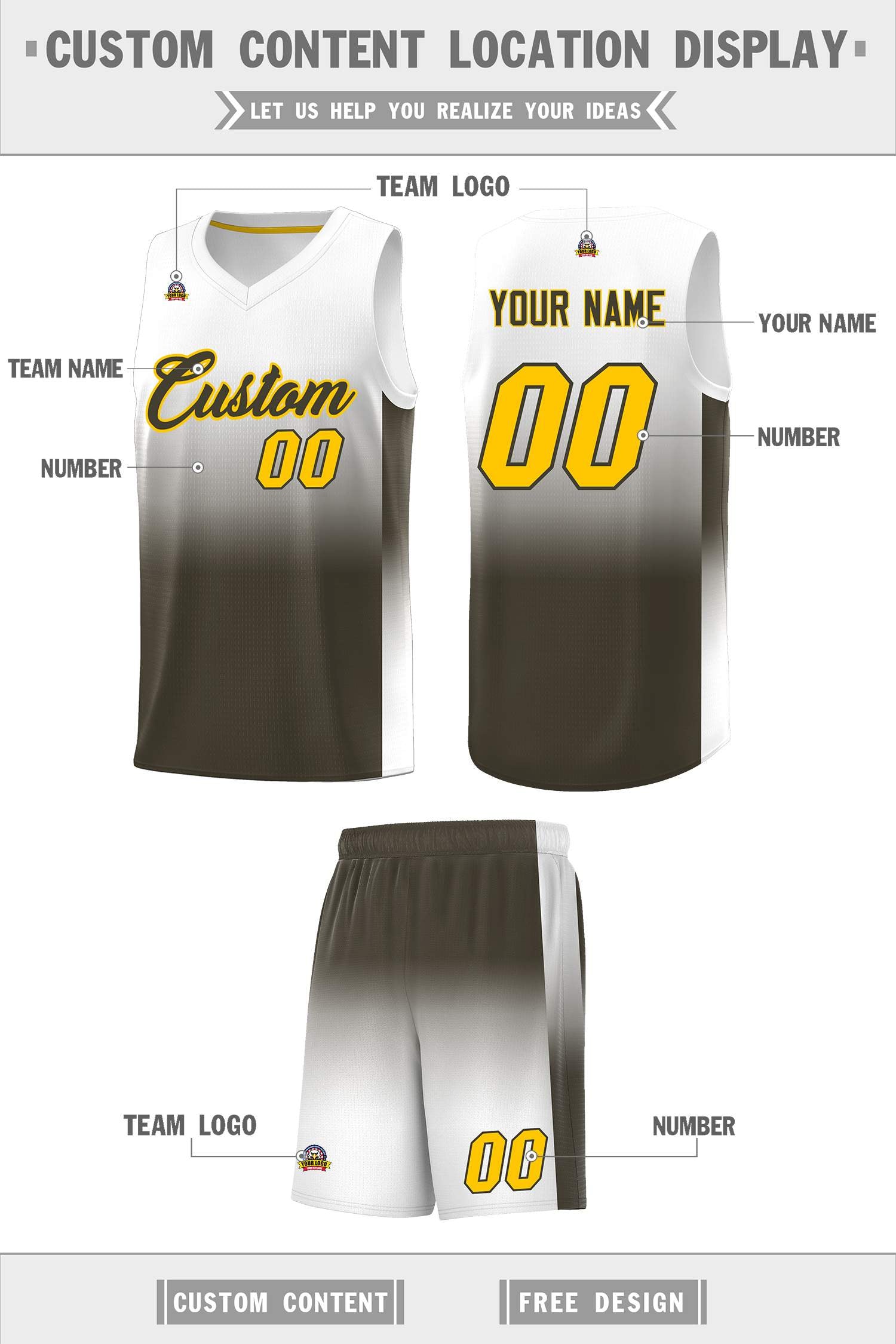 Custom White Olive Gradient Fashion Sets Sports Uniform Basketball Jersey