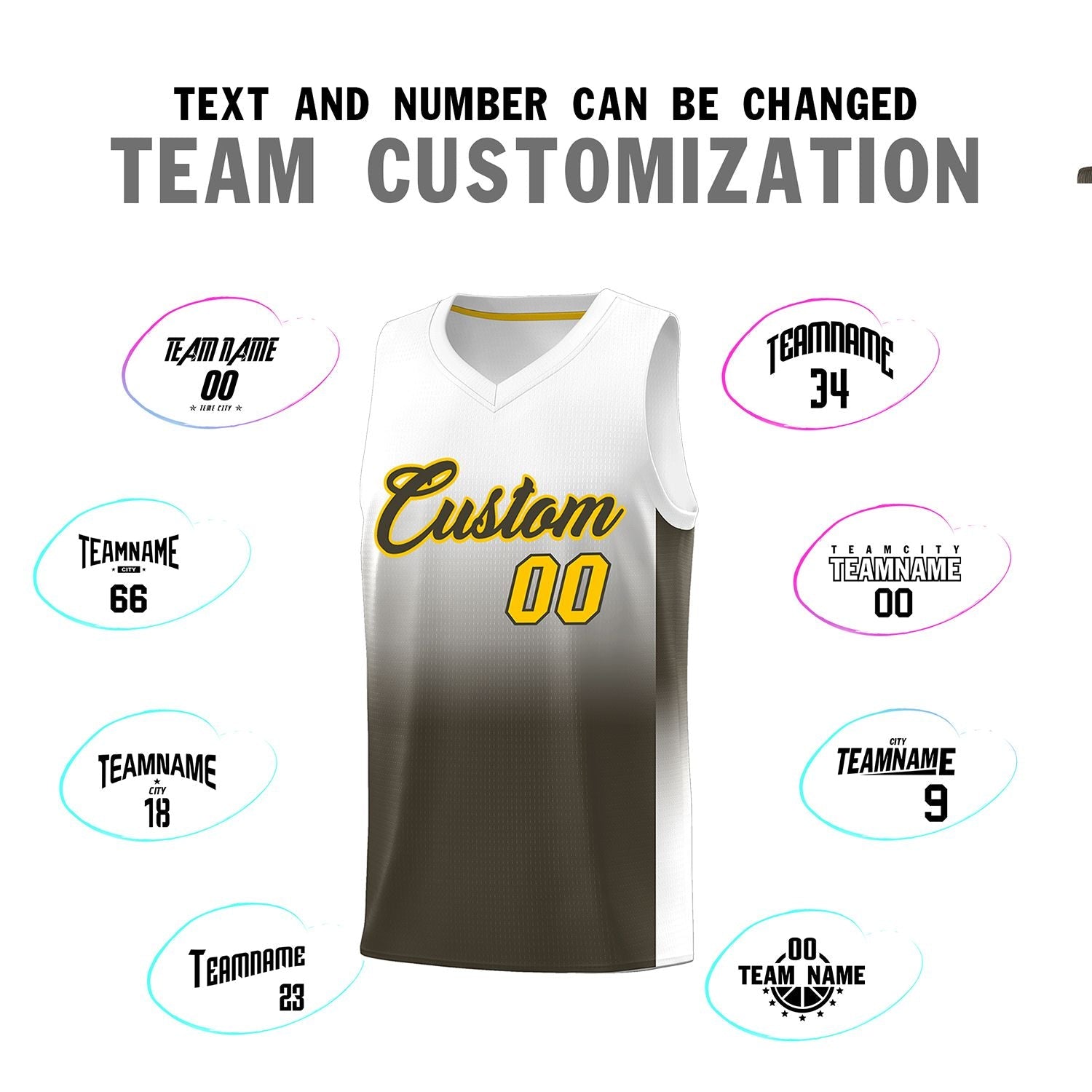 Custom White Olive Gradient Fashion Sets Sports Uniform Basketball Jersey