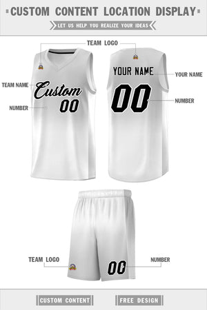 Custom Gray White Gradient Fashion Sets Sports Uniform Basketball Jersey