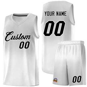 Custom Gray White Gradient Fashion Sets Sports Uniform Basketball Jersey