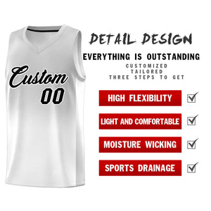 Custom Gray White Gradient Fashion Sets Sports Uniform Basketball Jersey