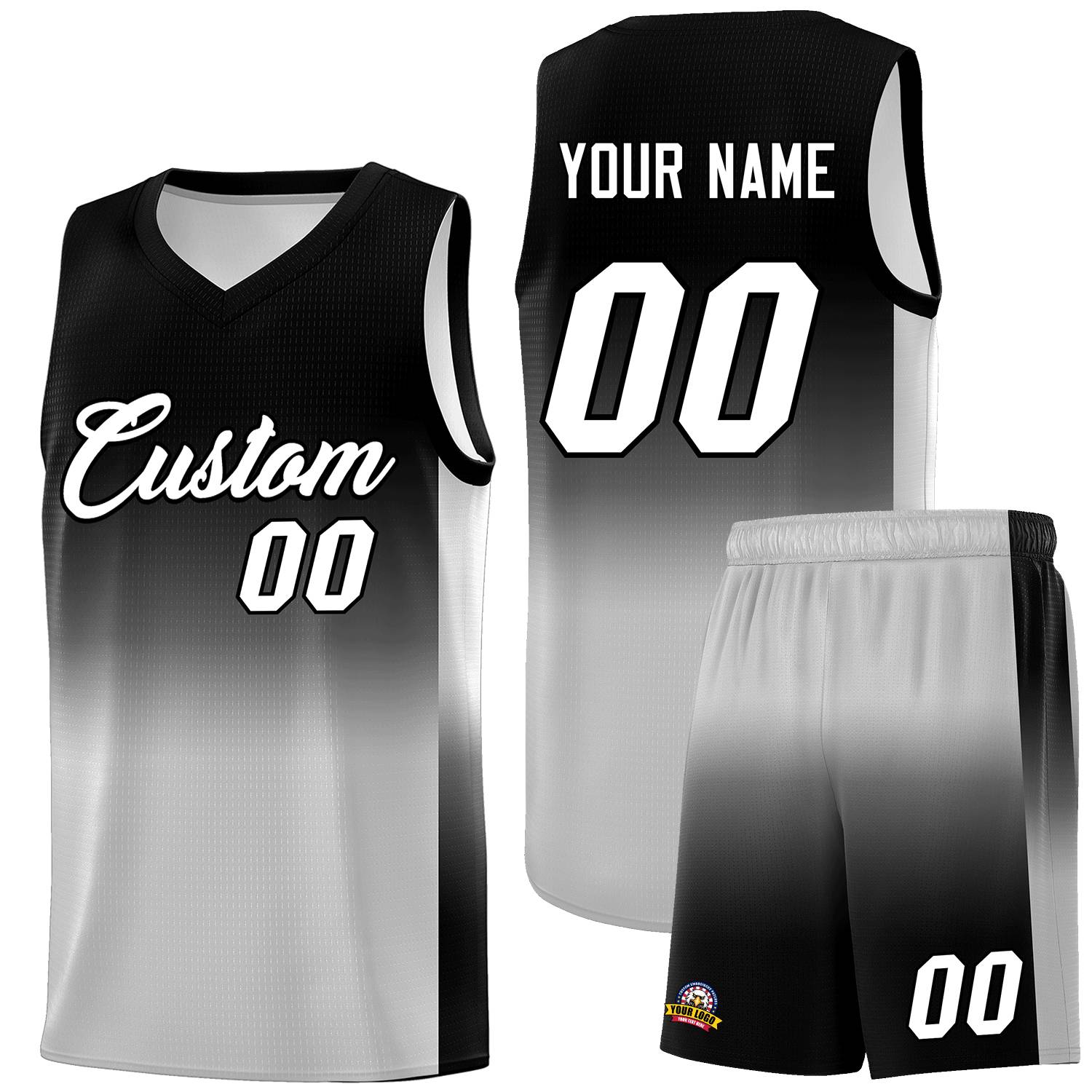 Custom Black Gray Gradient Fashion Sets Sports Uniform Basketball Jersey