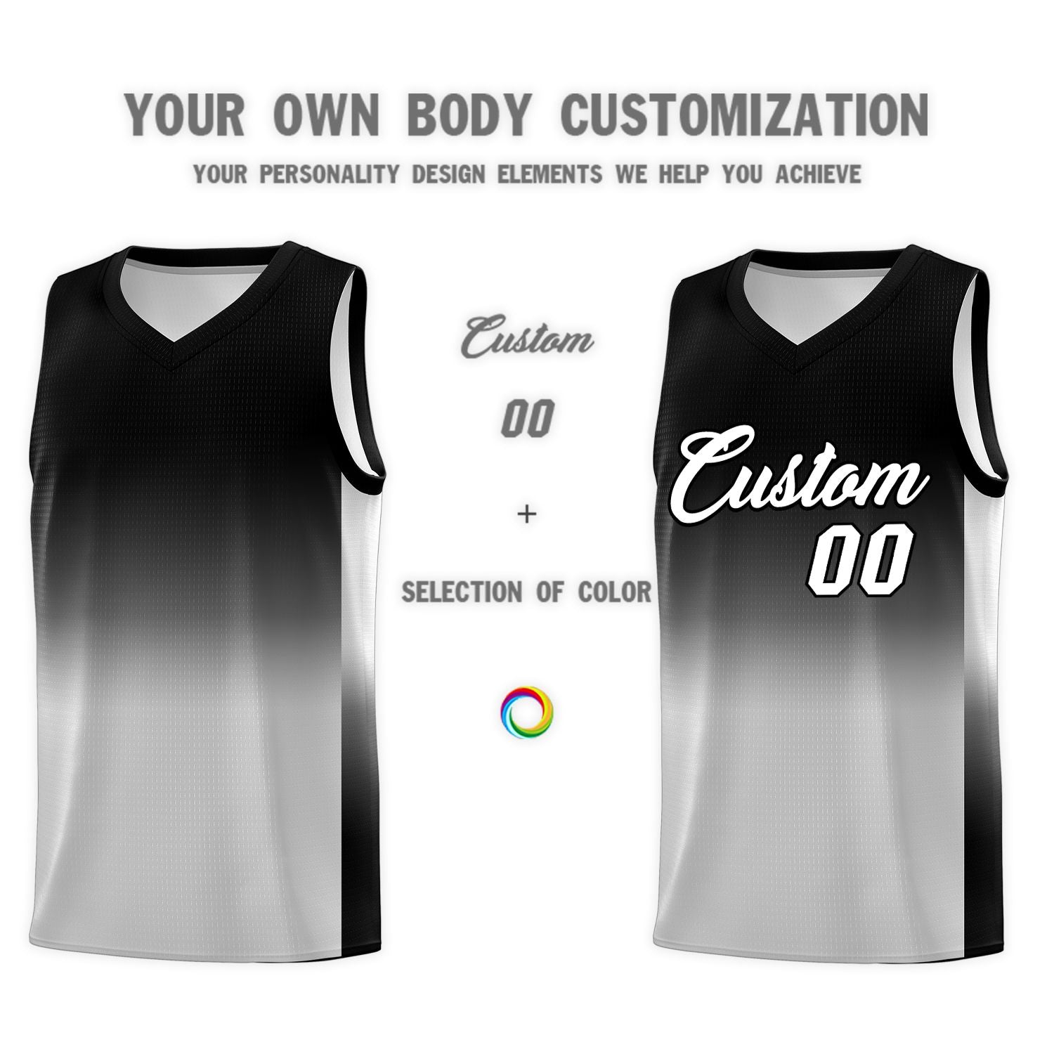 Custom Black Gray Gradient Fashion Sets Sports Uniform Basketball Jersey