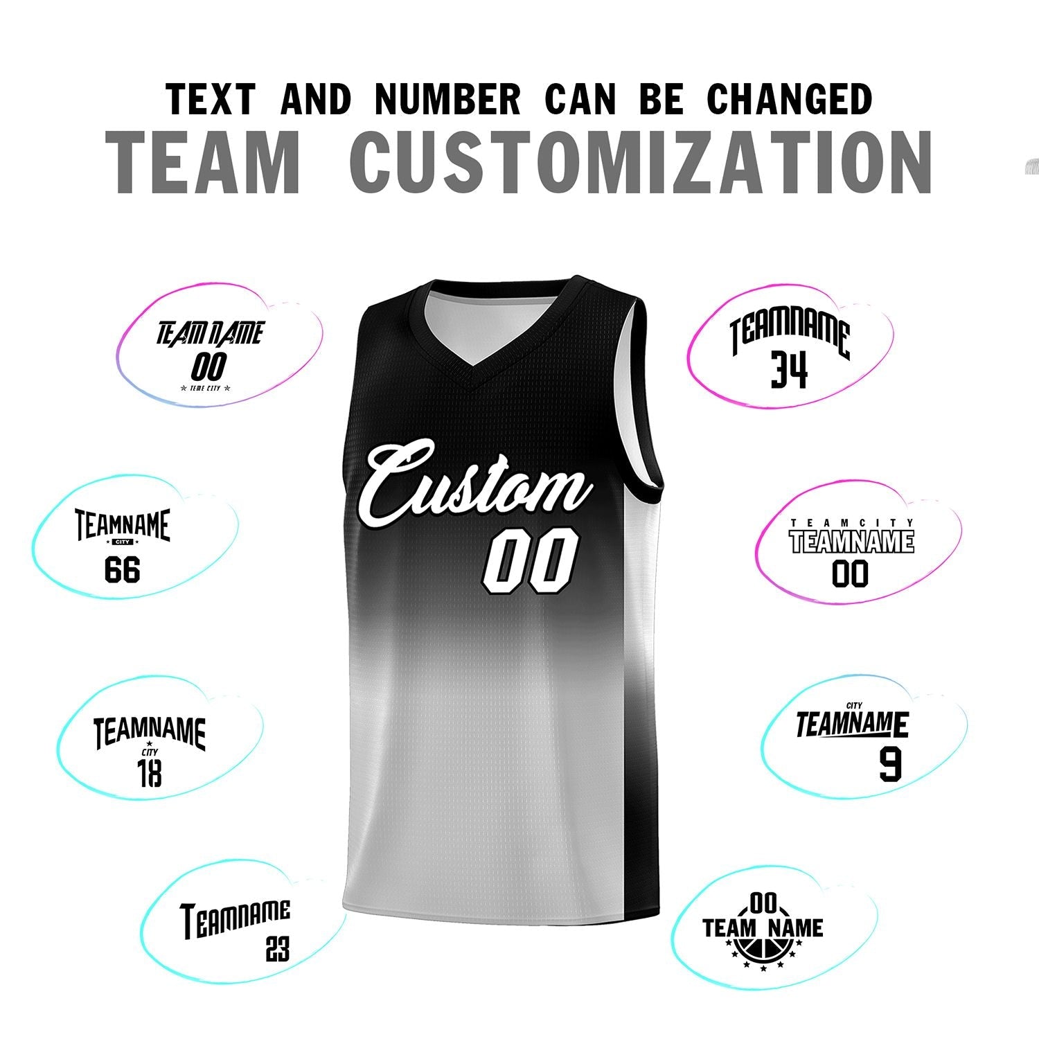 Custom Black Gray Gradient Fashion Sets Sports Uniform Basketball Jersey