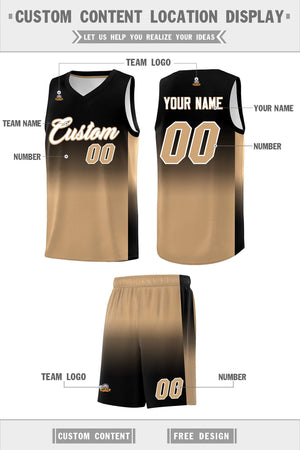 Custom Black Old Gold Gradient Fashion Sets Sports Uniform Basketball Jersey