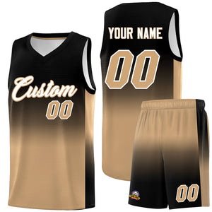 Custom Black Old Gold Gradient Fashion Sets Sports Uniform Basketball Jersey