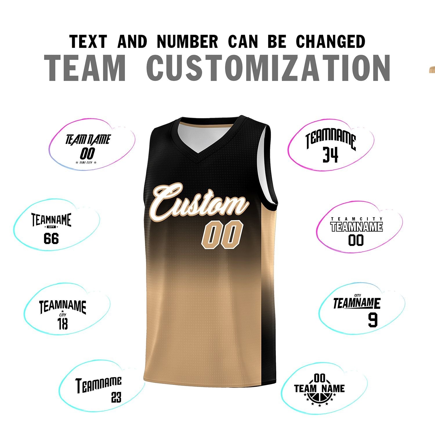 Custom Black Old Gold Gradient Fashion Sets Sports Uniform Basketball Jersey