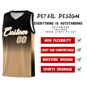 Custom Black Old Gold Gradient Fashion Sets Sports Uniform Basketball Jersey