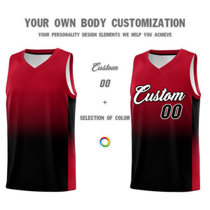 Custom Red Black Gradient Fashion Sets Sports Uniform Basketball Jersey