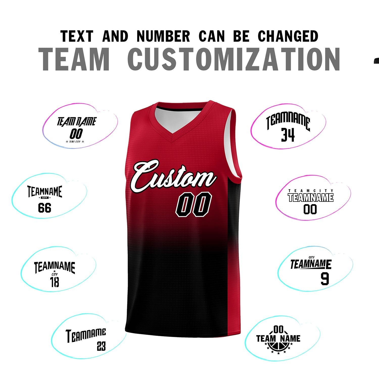 Custom Red Black Gradient Fashion Sets Sports Uniform Basketball Jersey