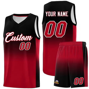 Custom Black Red Gradient Fashion Sets Sports Uniform Basketball Jersey