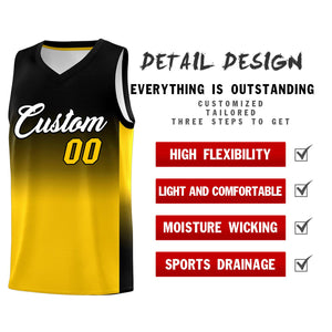 Custom Black Gold Gradient Fashion Sets Sports Uniform Basketball Jersey