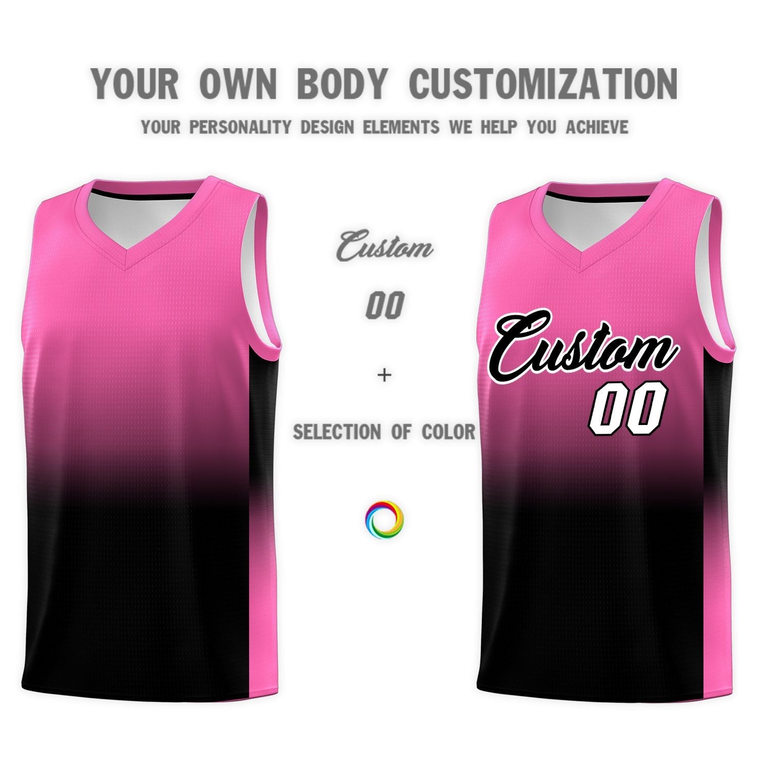 Custom Pink Black Gradient Fashion Sets Sports Uniform Basketball Jersey