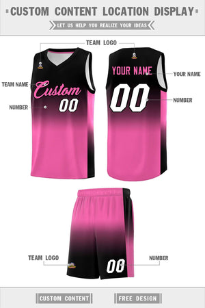 Custom Black Pink Gradient Fashion Sets Sports Uniform Basketball Jersey