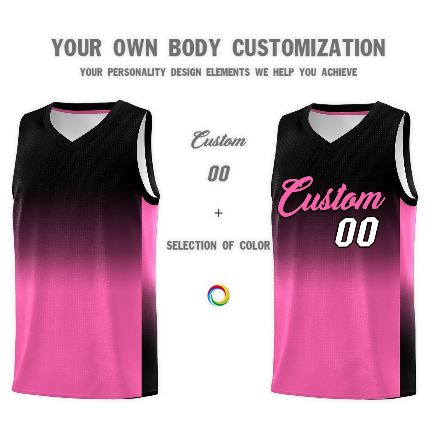 Custom Black Pink Gradient Fashion Sets Sports Uniform Basketball Jersey