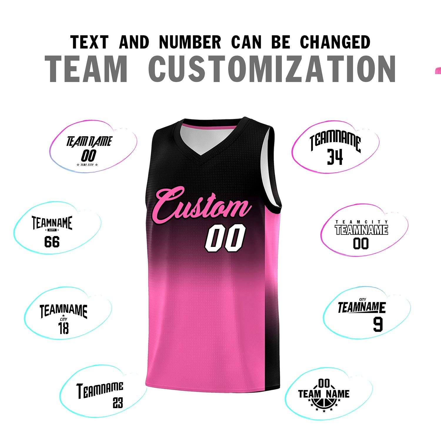 Custom Black Pink Gradient Fashion Sets Sports Uniform Basketball Jersey