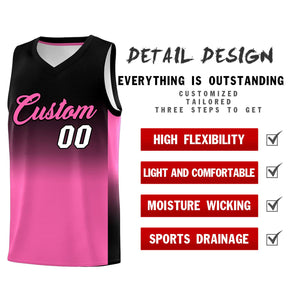 Custom Black Pink Gradient Fashion Sets Sports Uniform Basketball Jersey