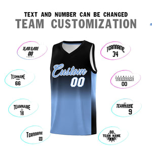 Custom Black Light Blue Gradient Fashion Sets Sports Uniform Basketball Jersey