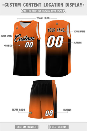 Custom Orange Black Gradient Fashion Sets Sports Uniform Basketball Jersey