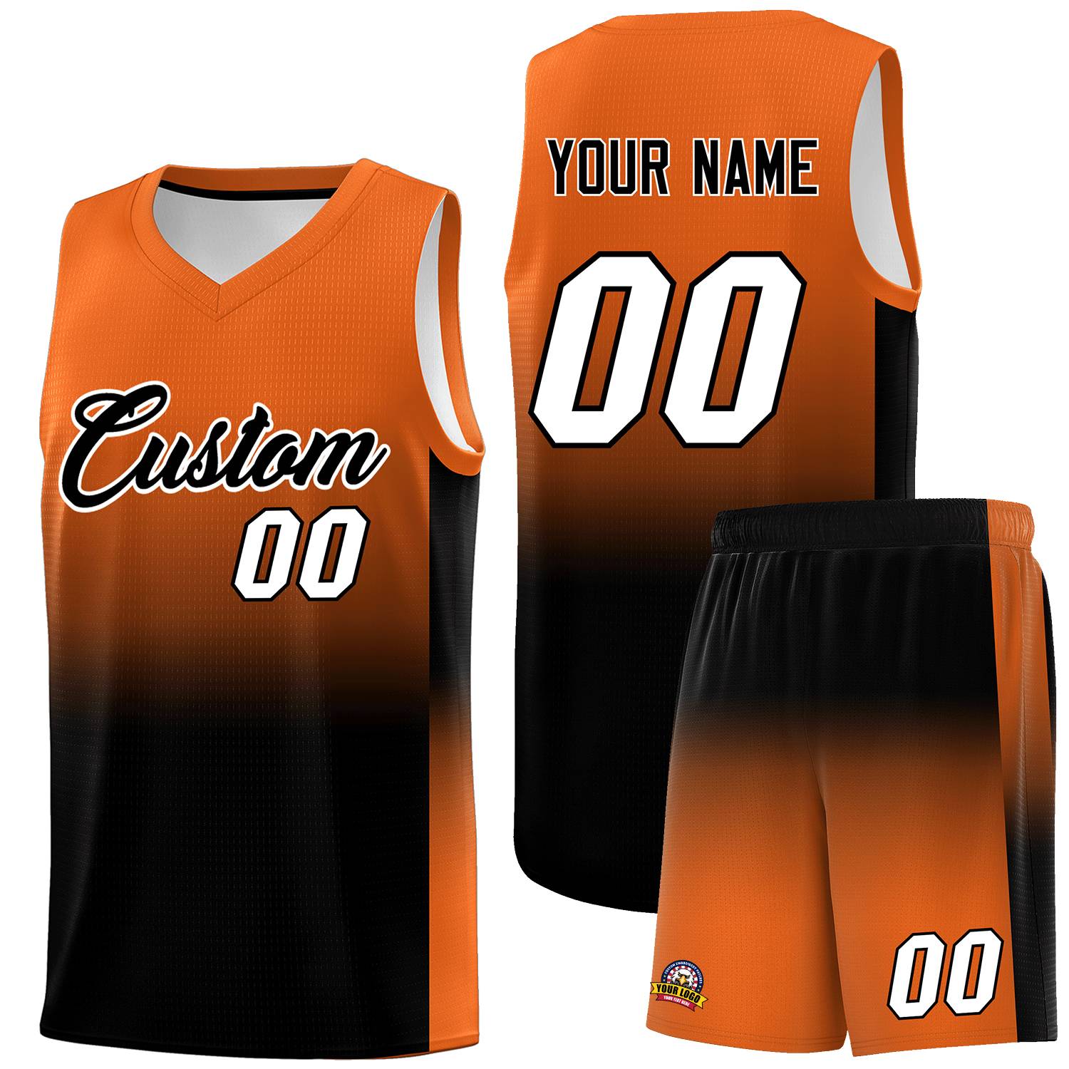 Custom Orange Black Gradient Fashion Sets Sports Uniform Basketball Jersey