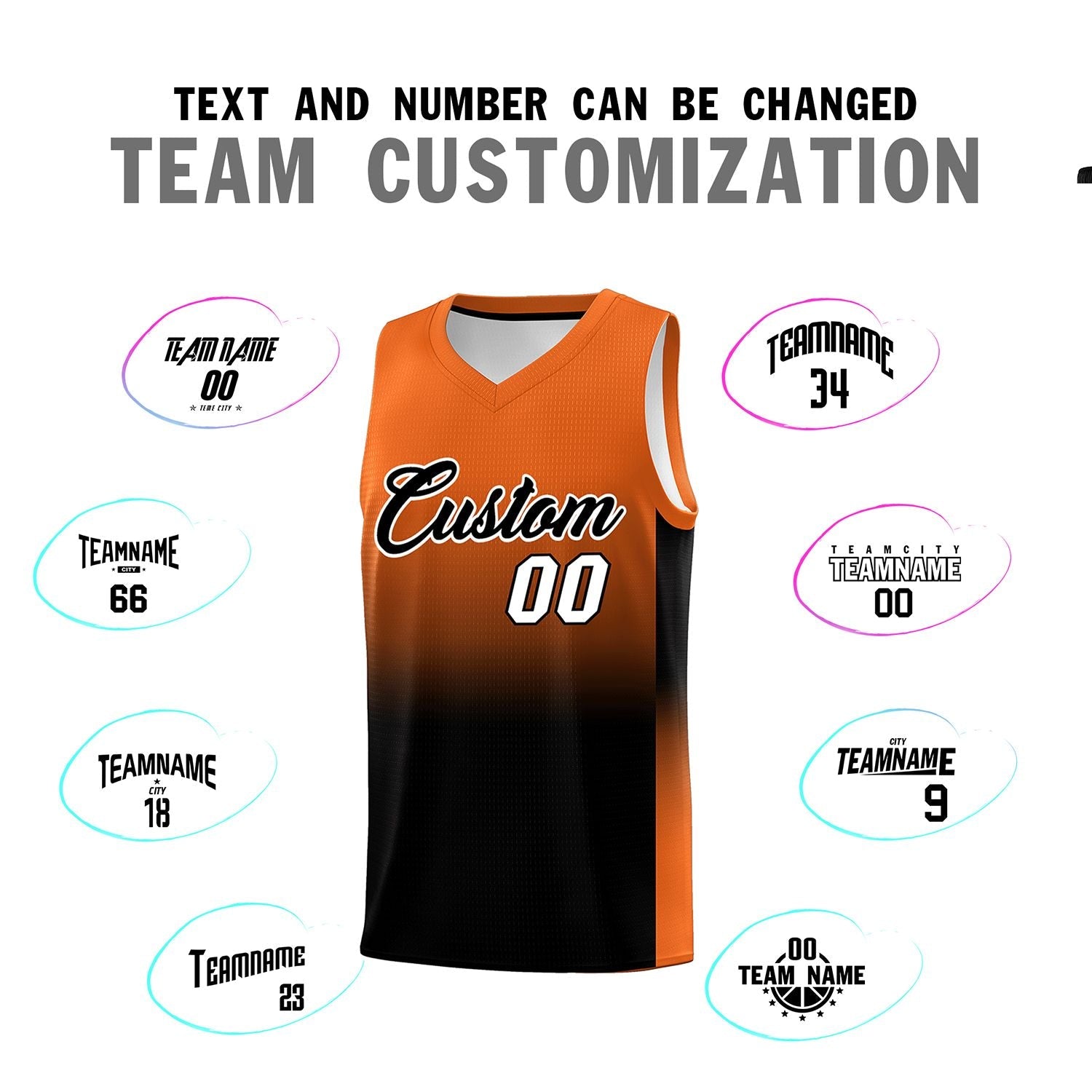 Custom Orange Black Gradient Fashion Sets Sports Uniform Basketball Jersey