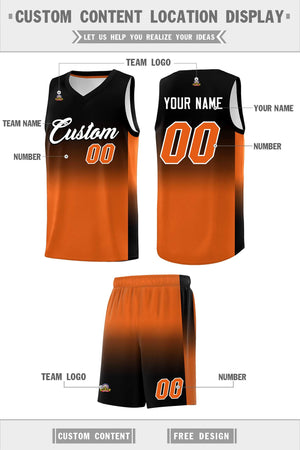 Custom Black Orange Gradient Fashion Sets Sports Uniform Basketball Jersey